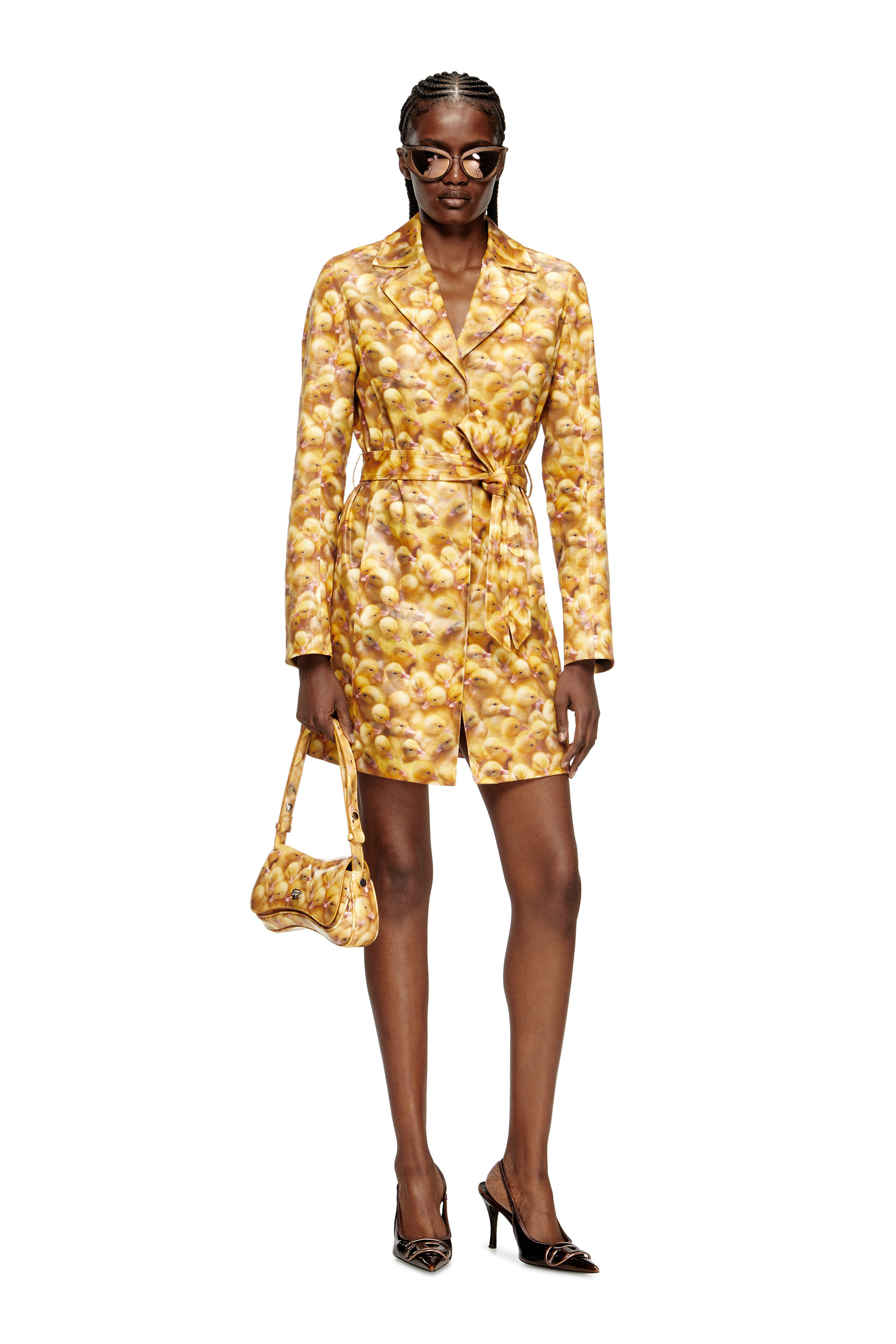 Diesel - G-OJI, Woman's Trench coat with duck print in Yellow - 1