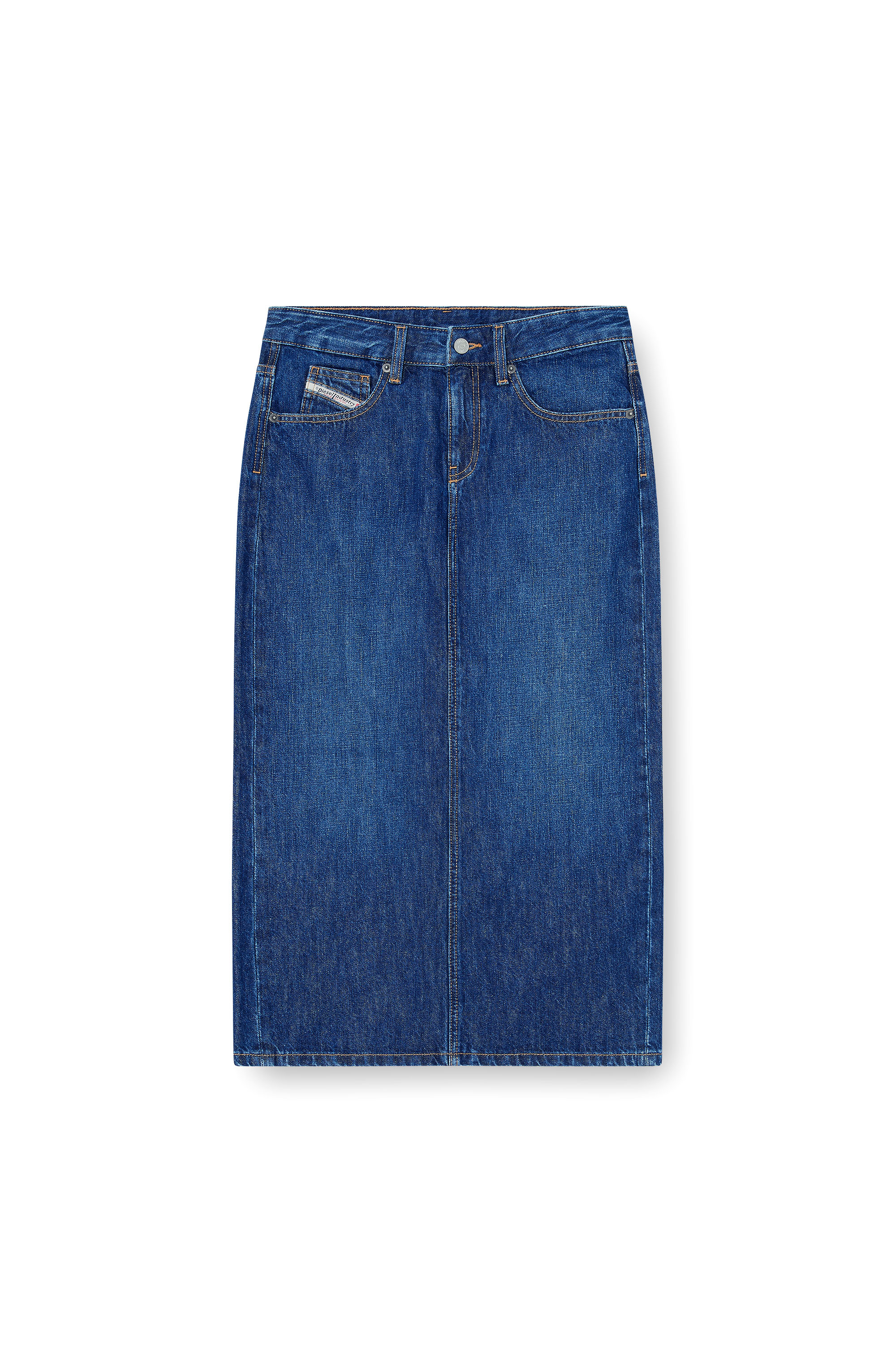 Diesel - DE-SKYE-D, Woman's Denim midi skirt in Medium blue - 2