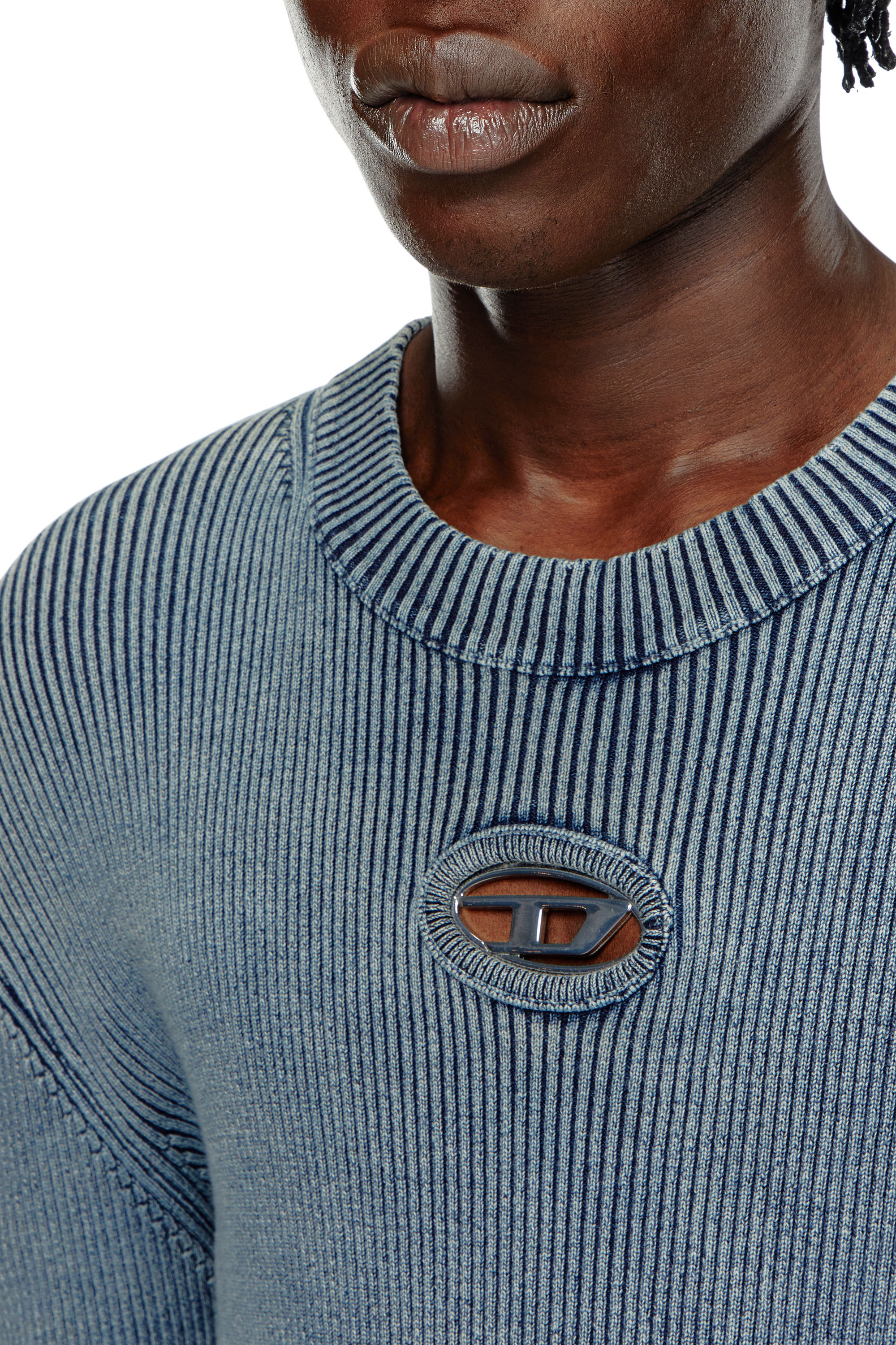 Diesel - K-DARIN-A, Man Cut-out jumper with Oval D in Blue - Image 5