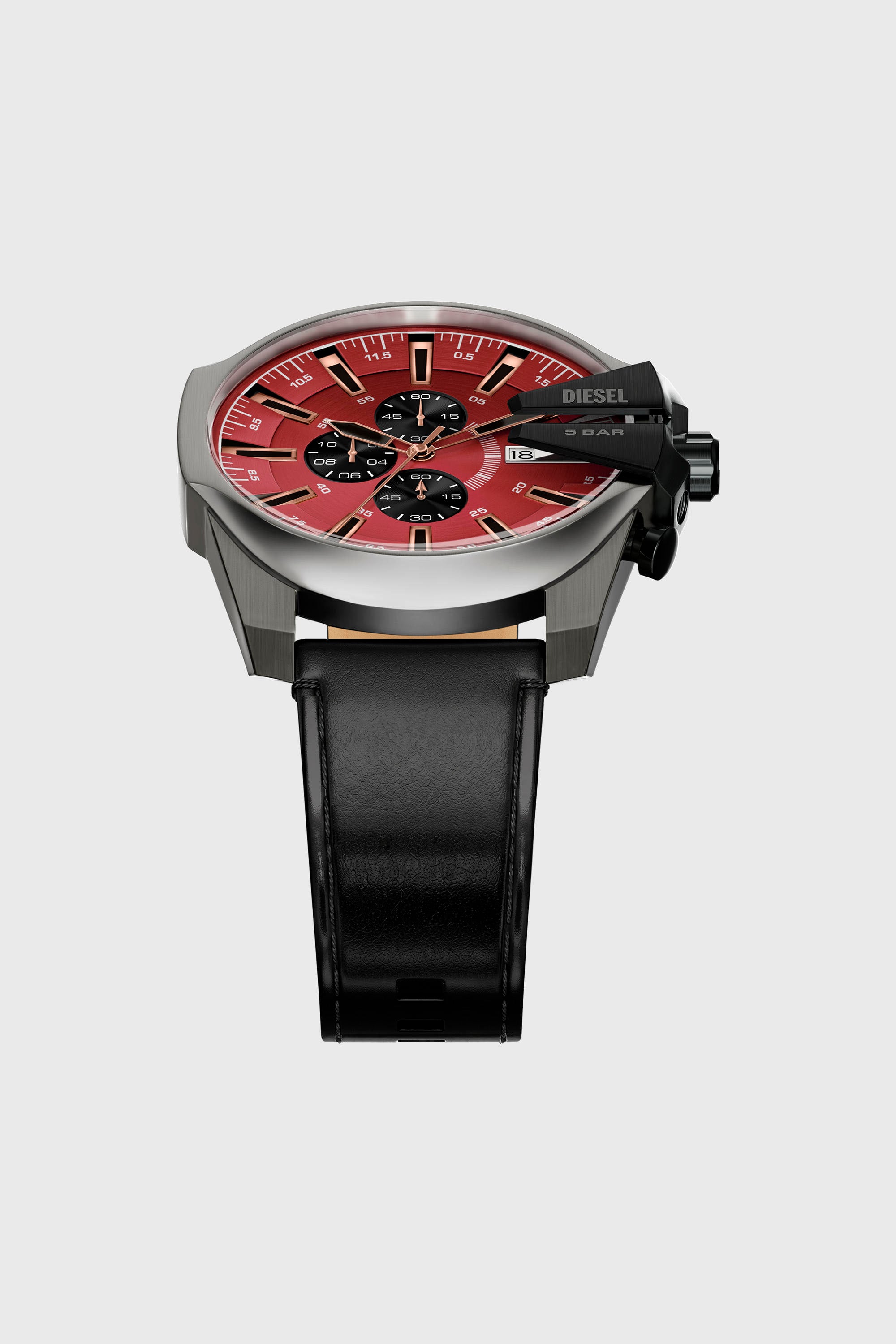 Diesel - DZ4714 WATCH, Man's Mega Chief Slim black leather watch in Black - 4