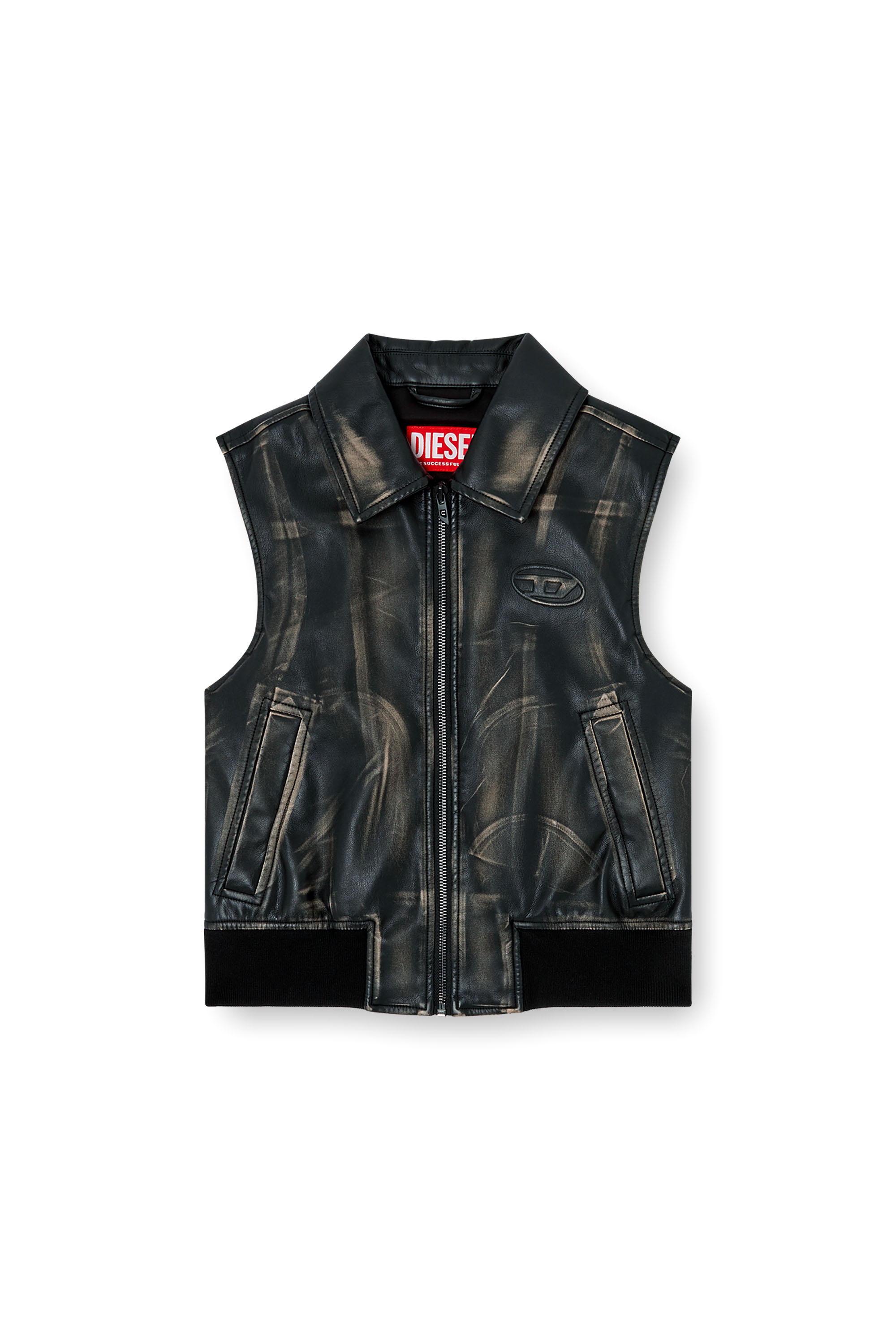 Diesel - G-INKO, Woman's Bomber vest with distressed effect in Brown - 2