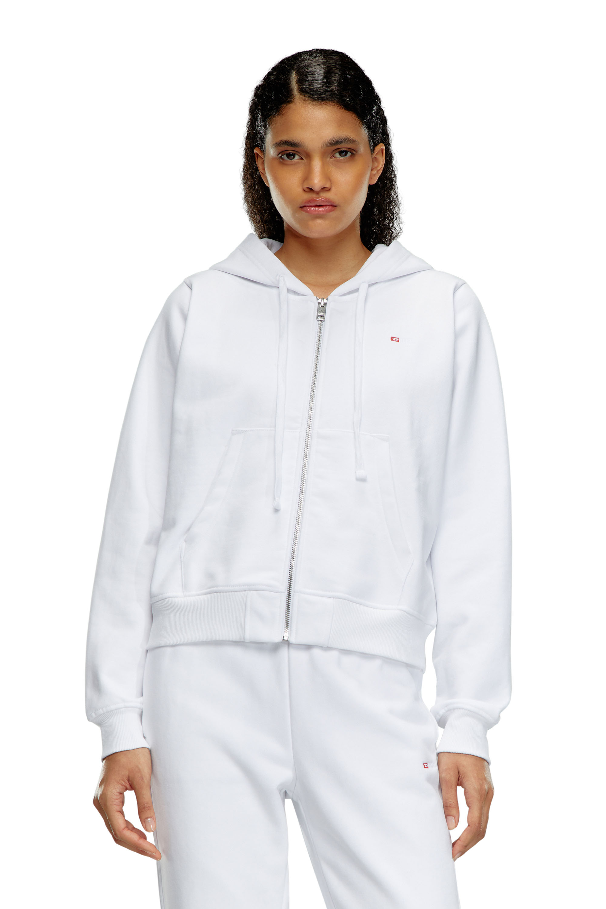 Diesel - F-REGGY-HOOD-ZIP-MICRODIV, Woman Hoodie with embroidered micro logo in White - Image 5
