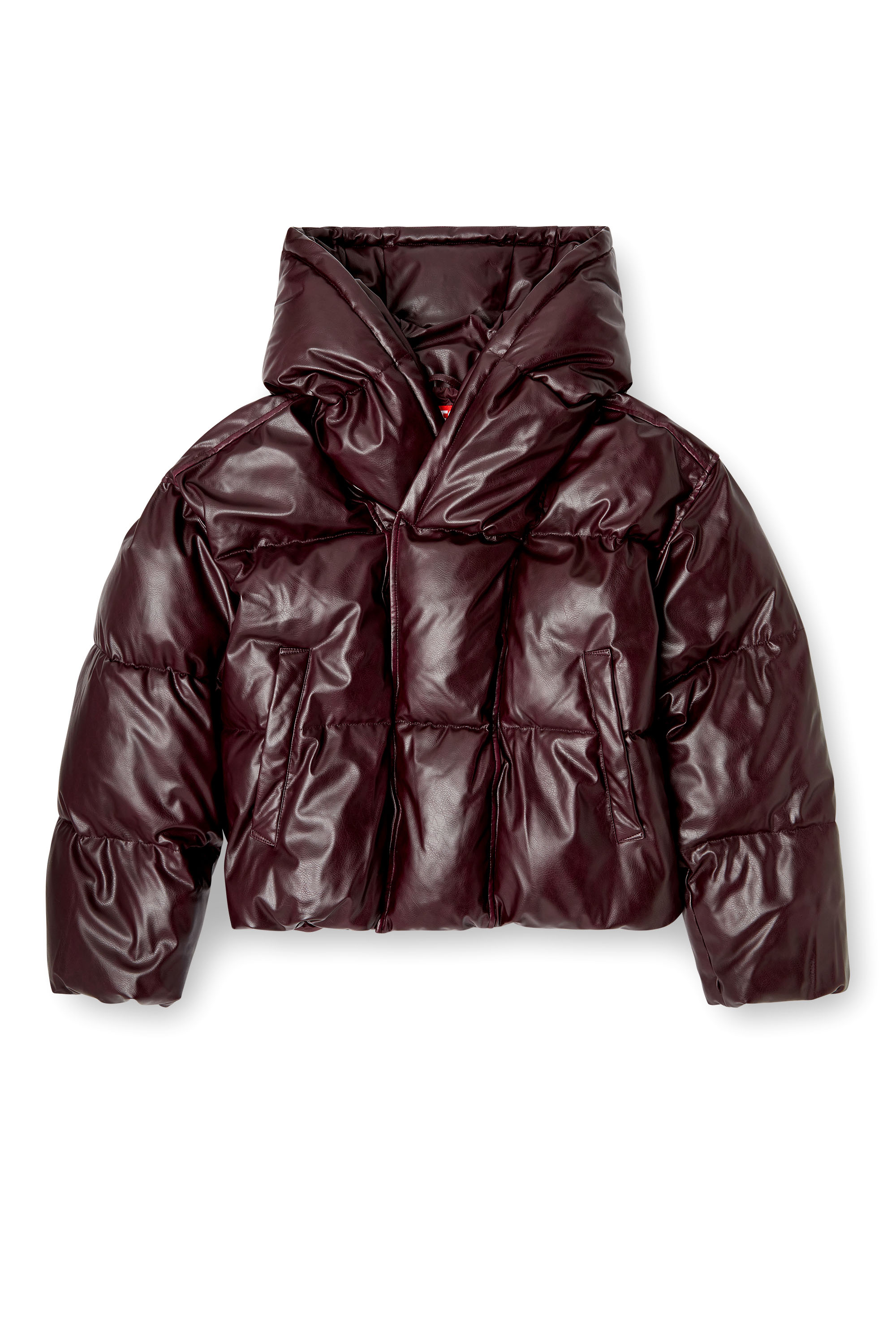 Diesel - FR-W-MYLEY, Man's Hooded puffer jacket in burgundy in Burgundy - 3