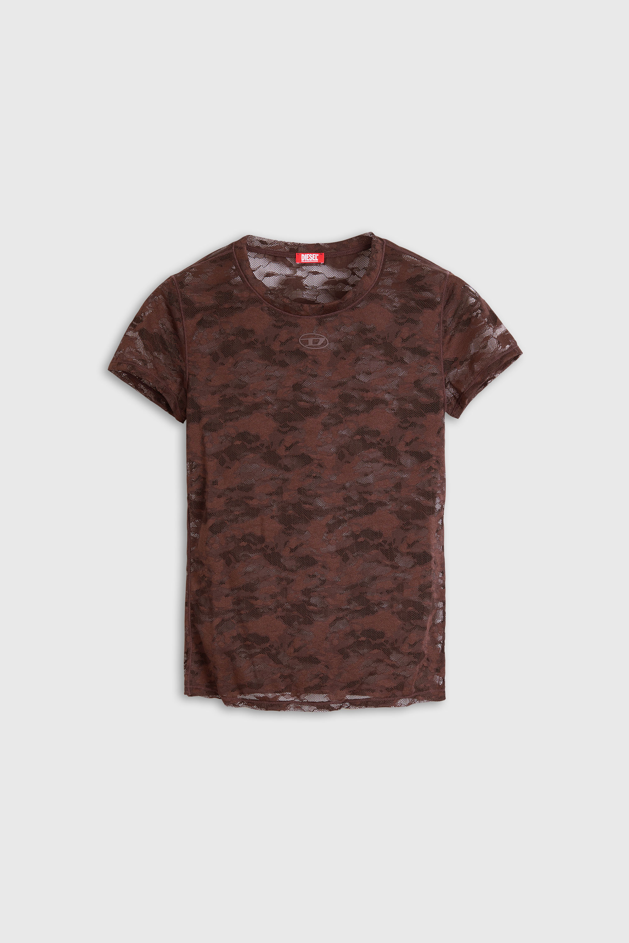 Diesel - KASIA-UTLT, Woman's Camo lace T-shirt in Dark Brown - 2