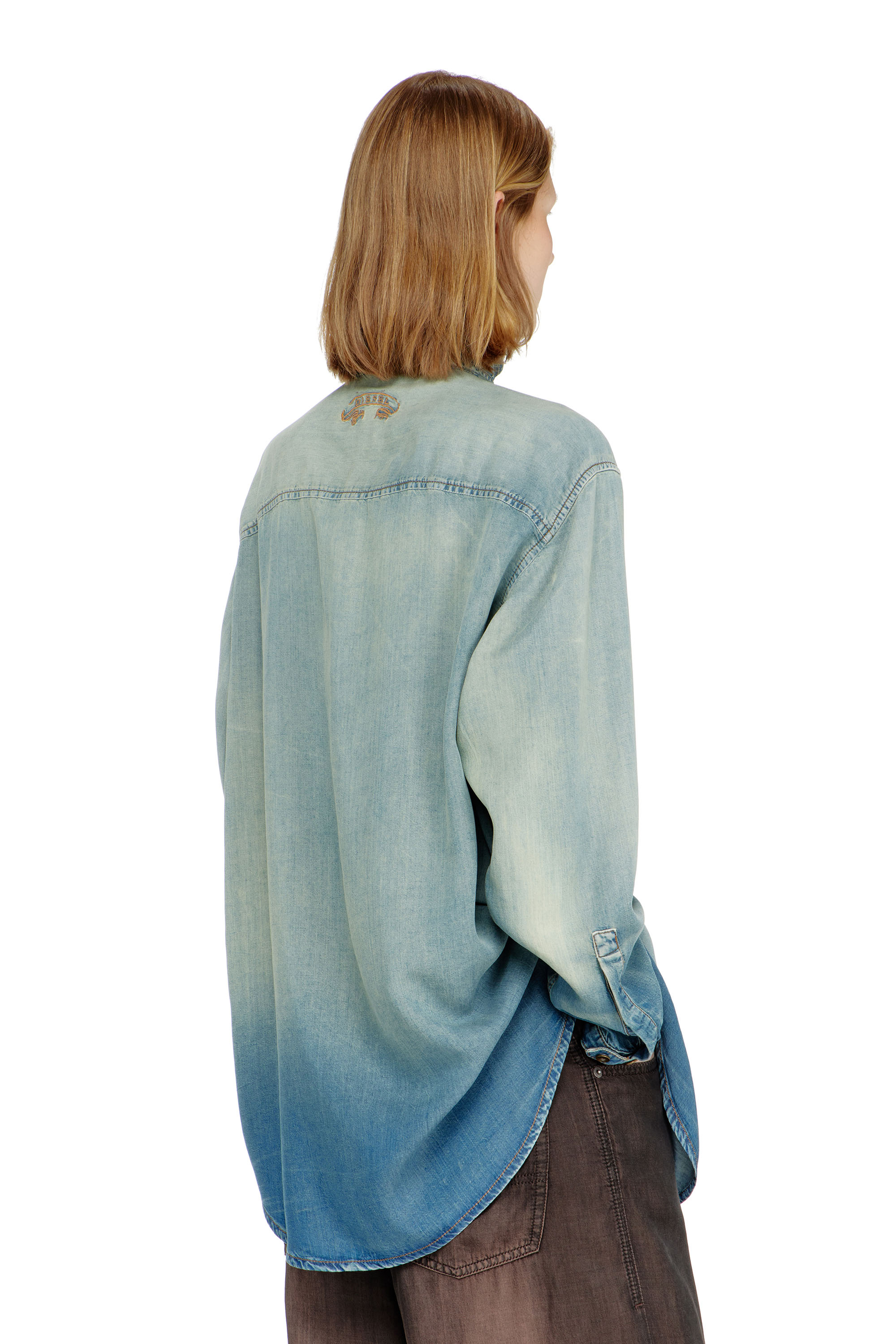 Diesel - DE-ARVEN-S1, Woman's Shirt in marbled fluid denim in null - 3