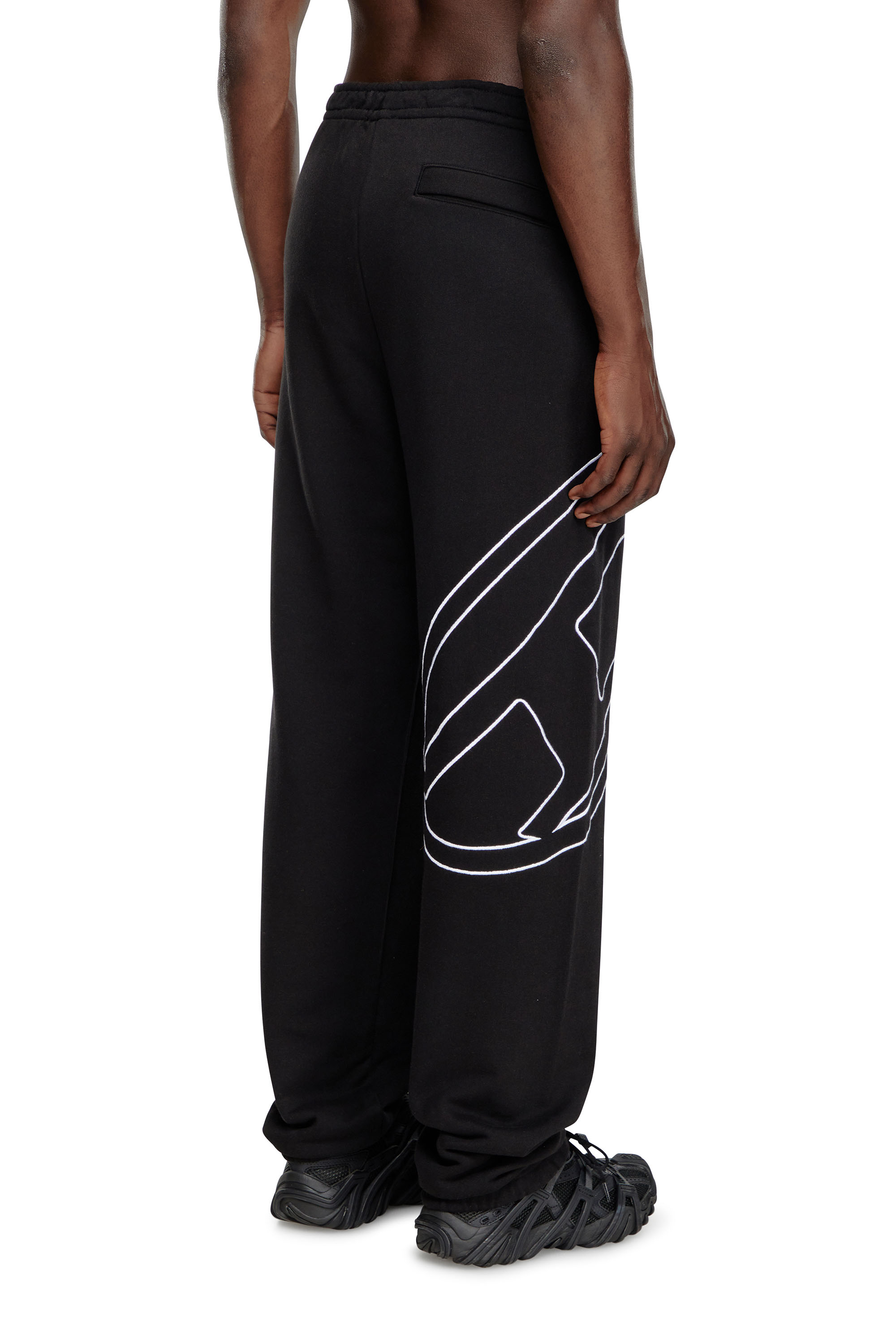 P-MARKY-MEGOVAL-D, Black Diesel - P-MARKY-MEGOVAL-D, Man's Track pants with mega oval D in Black - 4