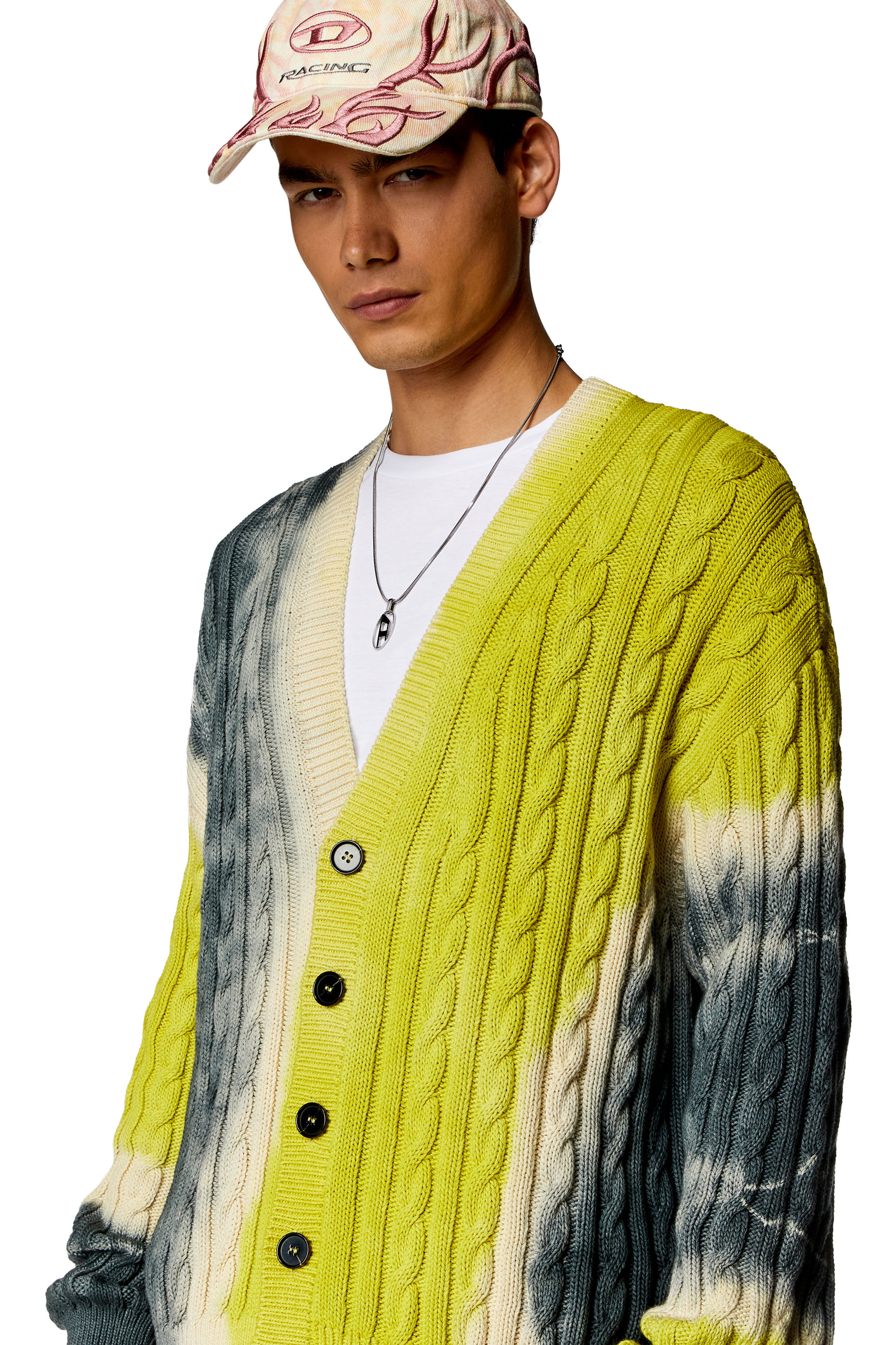 Diesel - K-JONNY, Man Tie-dye cardigan in cable-knit cotton in Multicolor - Image 5