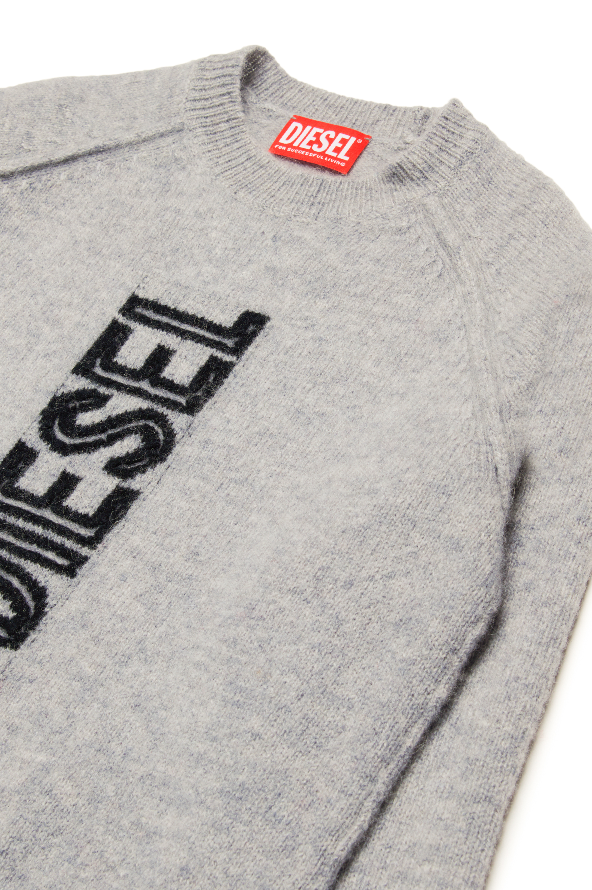 Diesel - KSARIA OVER, Unisex Wool jumper with logo intarsia in Grey - Image 3