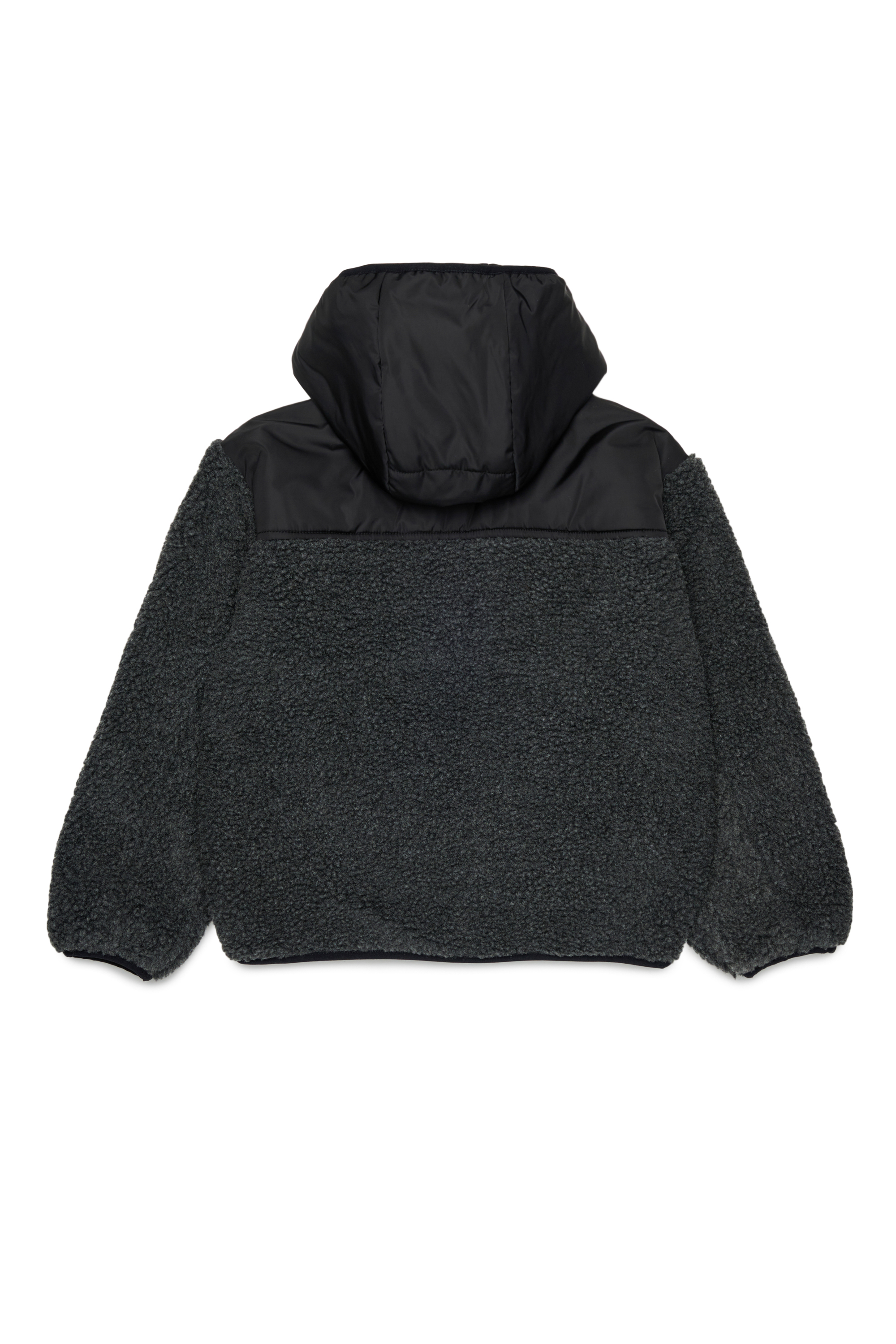 Diesel - JSHEAR, Man's Hooded jacket in nylon and teddy fleece in Black - 2
