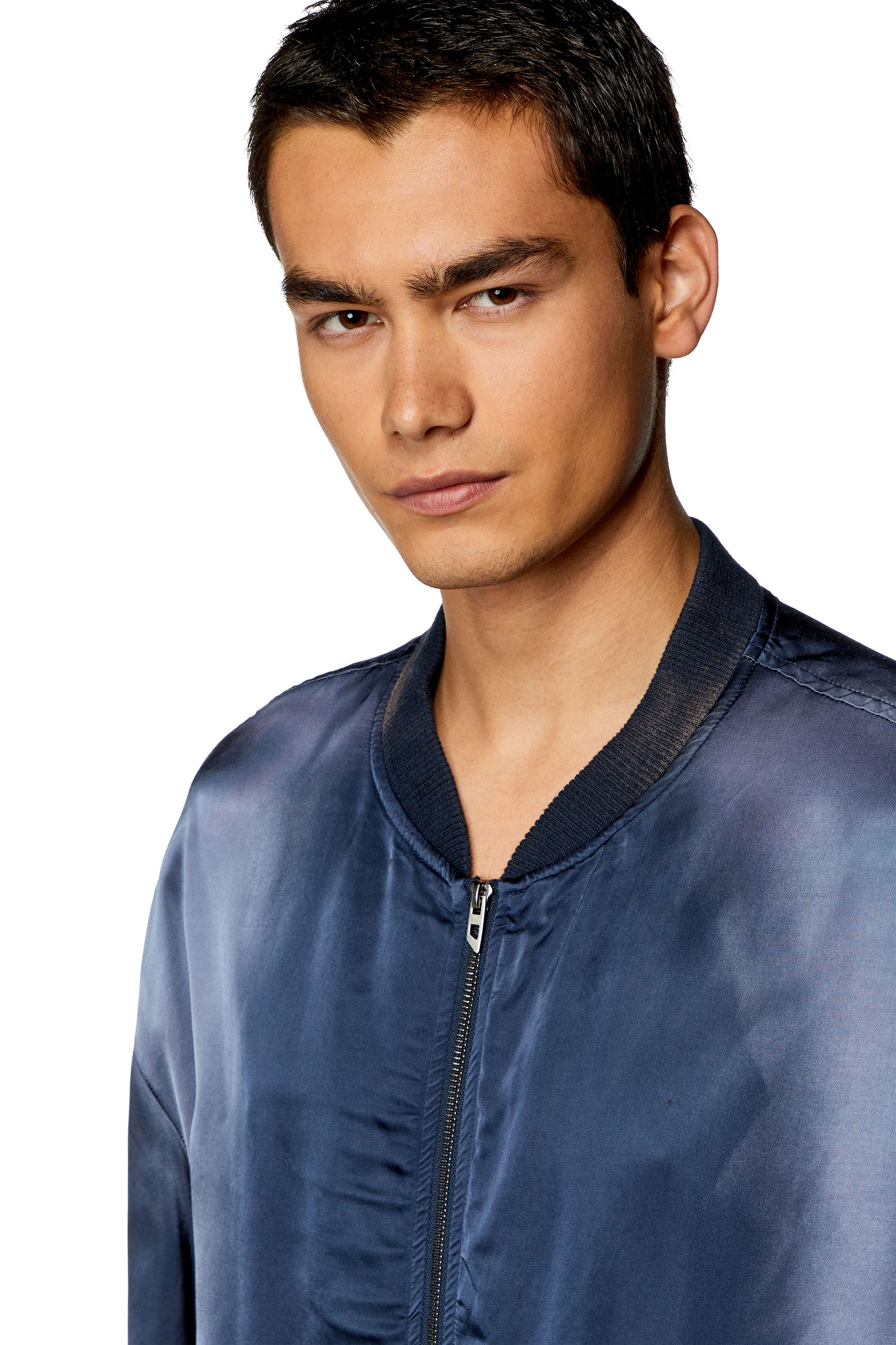 Diesel - J-MARTEX, Man Satin bomber jacket with faded effect in Blue - Image 5