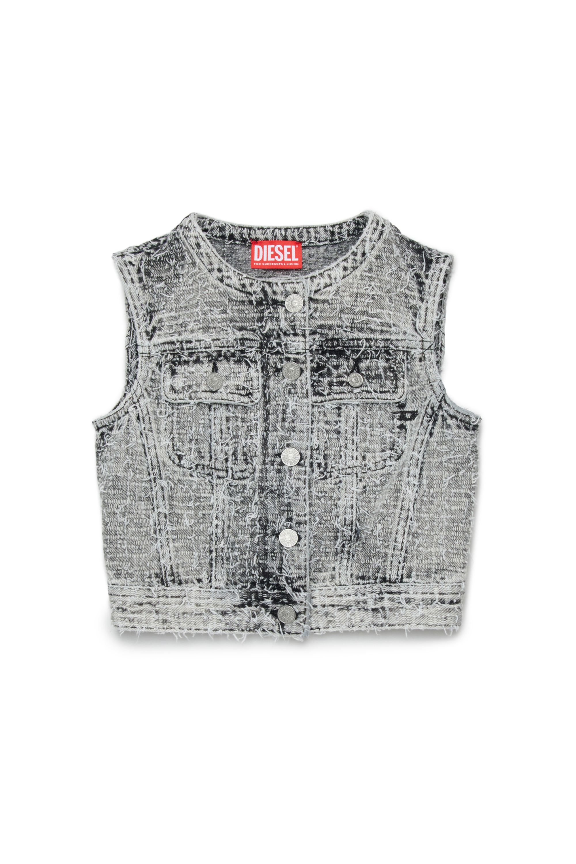 Diesel - JSLIMMY-SM-J, Woman's Denim vest with frayed texture in Grey - 1