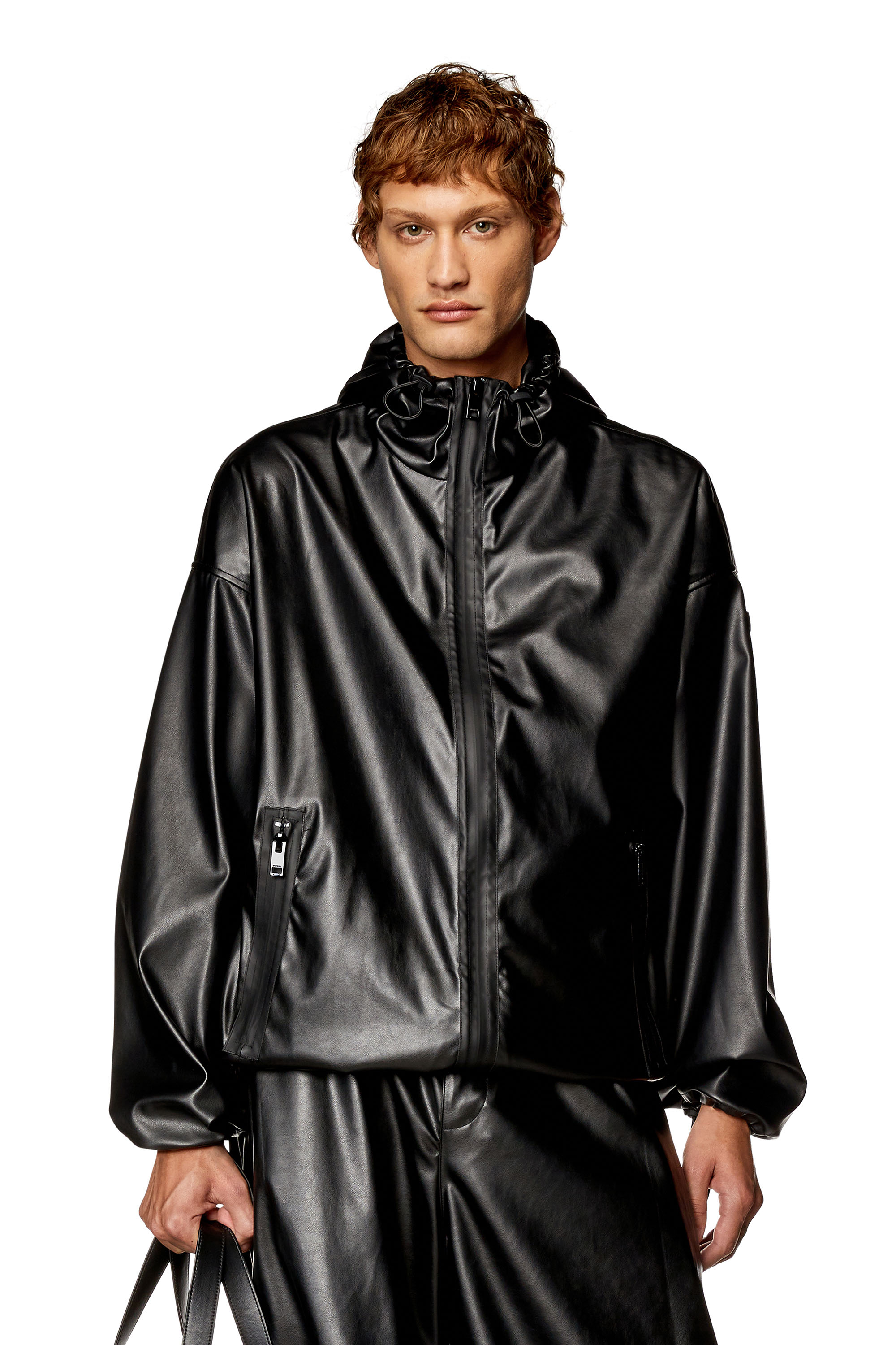 Diesel - J-MICC, Man Windbreaker in coated fabric in Black - Image 1