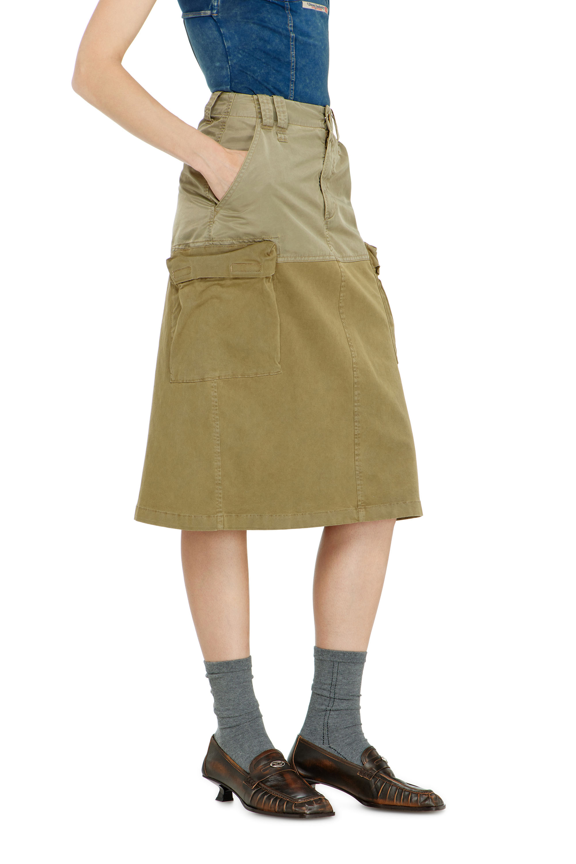 Diesel - O-DELE, Woman's Cargo midi skirt in cotton and nylon in null - 2