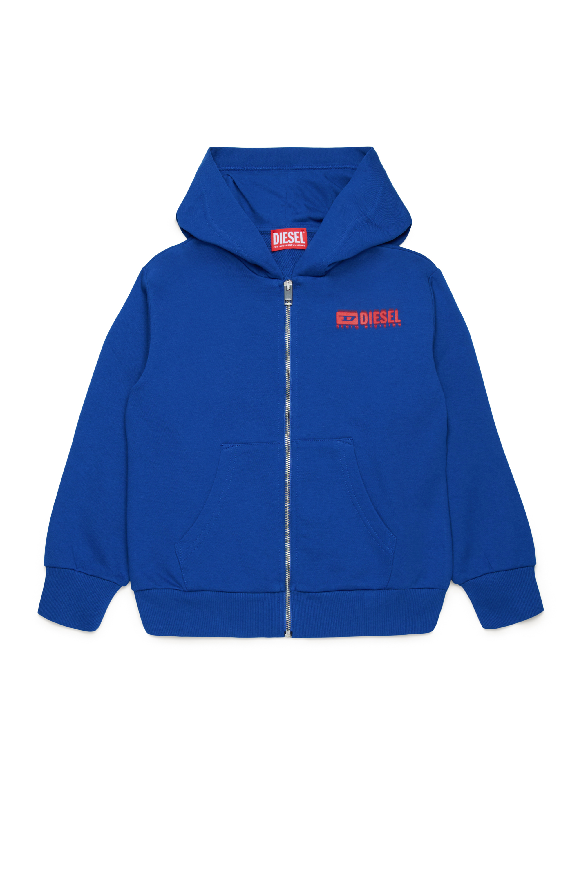 Diesel - SVOUGZIP OVER, Man Zip-up hoodie with smudged logo in Blue - Image 1