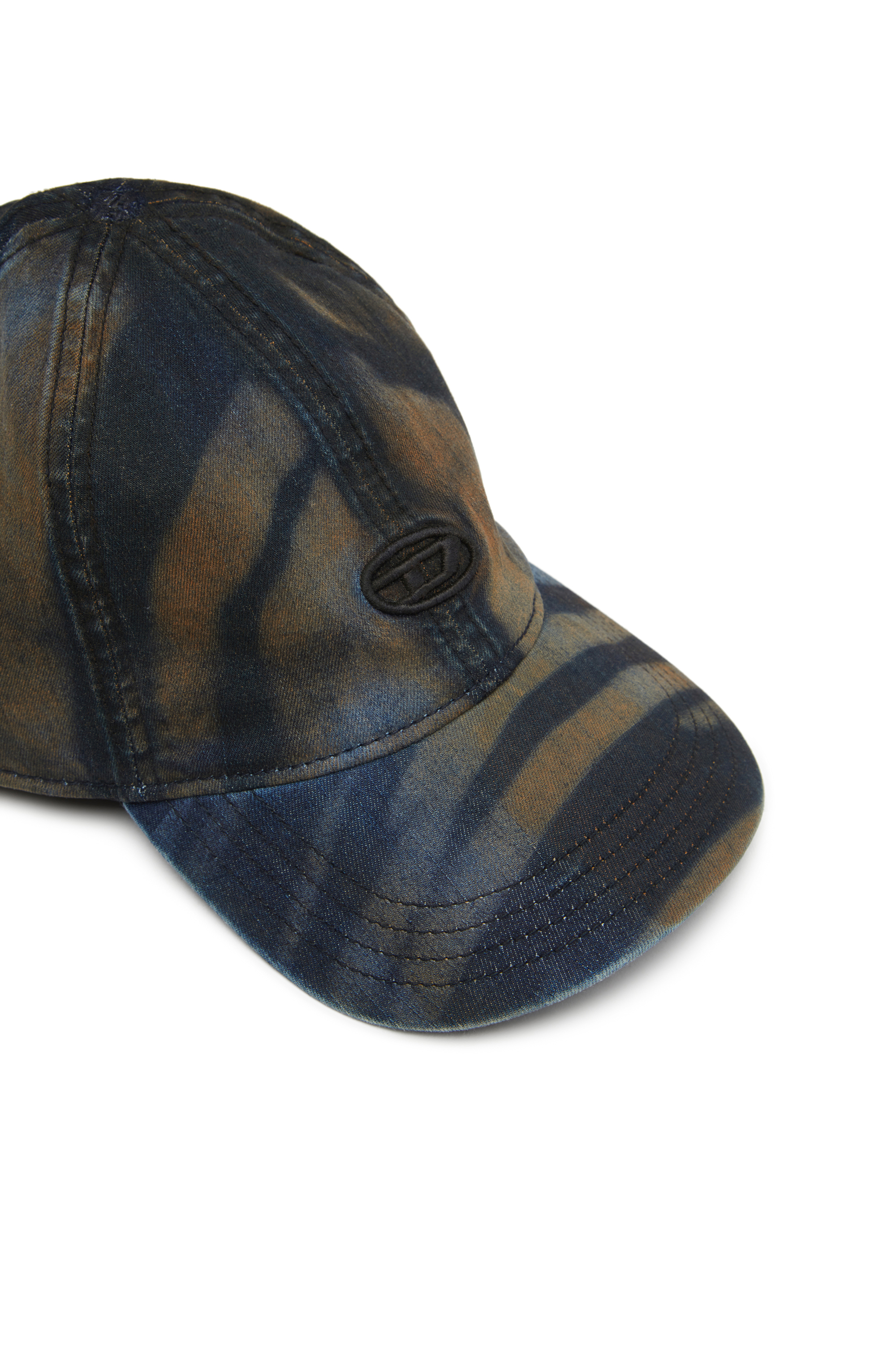 Diesel - C-HUPA, Man's Denim cap with camouflage effect in Blue/Brown - 3